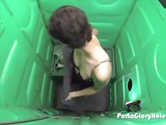 Short haired Punk Girl in Porta Gloryhole sucking 