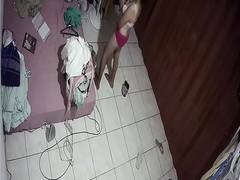 Unsecured Security Camera  Asian girl after bath